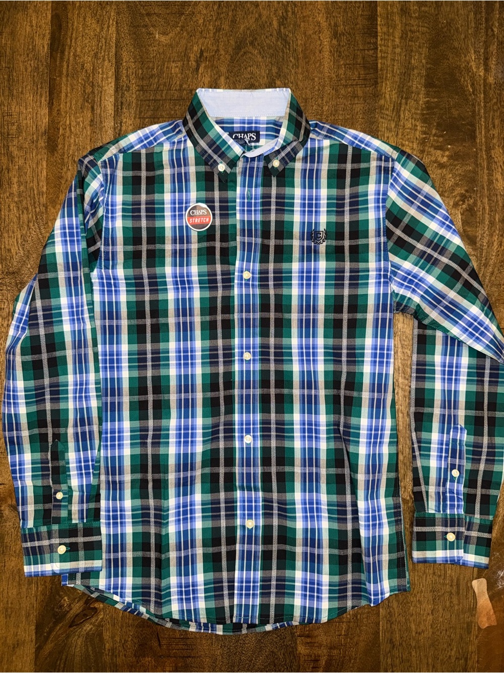 Chaps Boys Blue & Green Plaid Button-Down Shirt